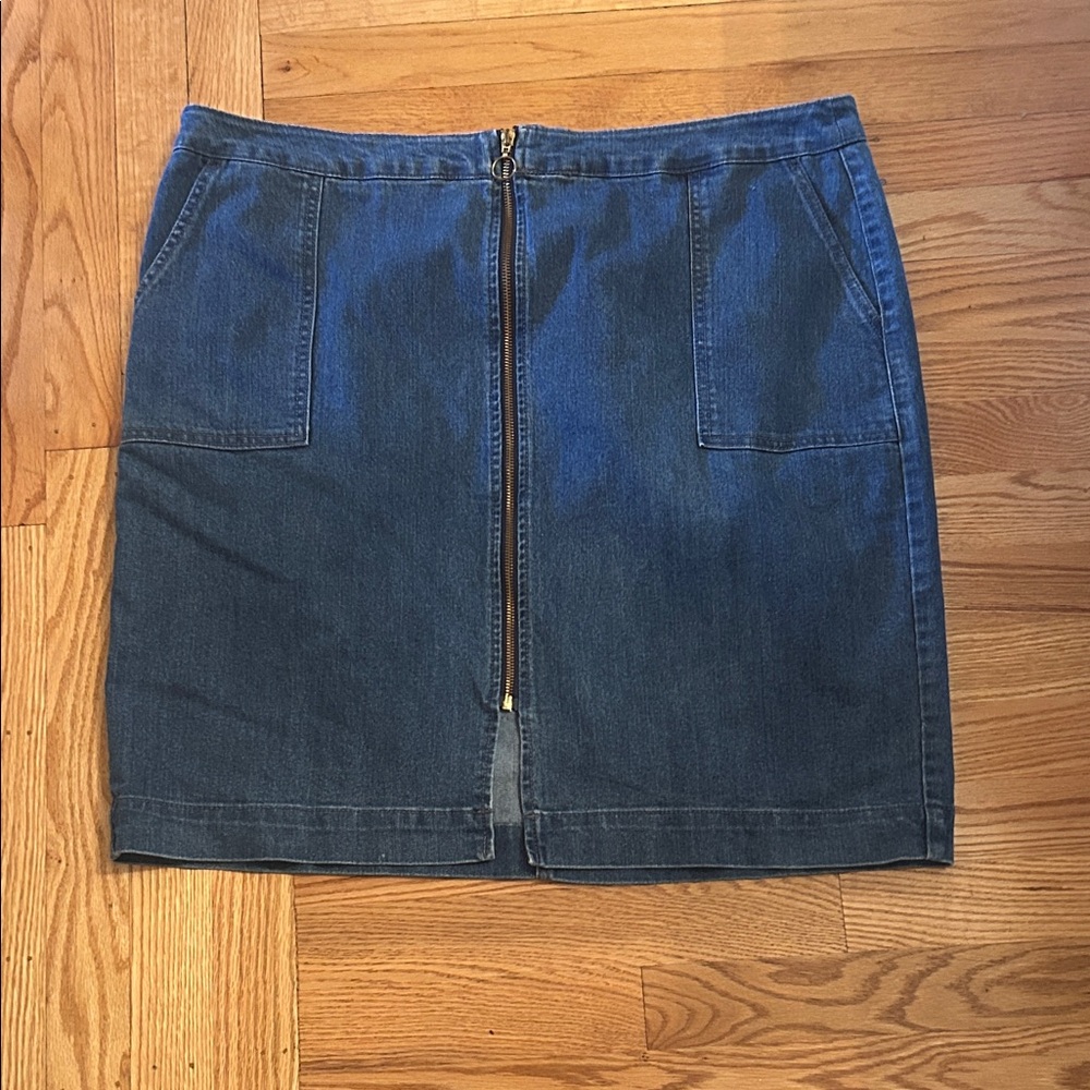 Style & Co. Blue Denim Front-Zip Mini Skirt
